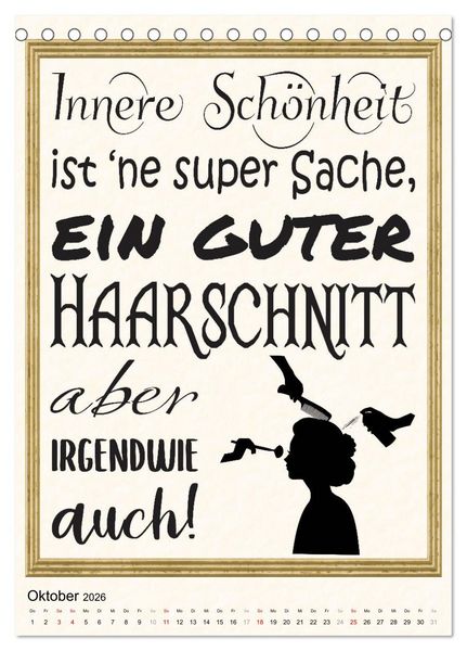 Produktbild: Friseur-Spr&uuml;che (Tischkalender 2026 DIN A5 hoch), CALVENDO Monatskalender