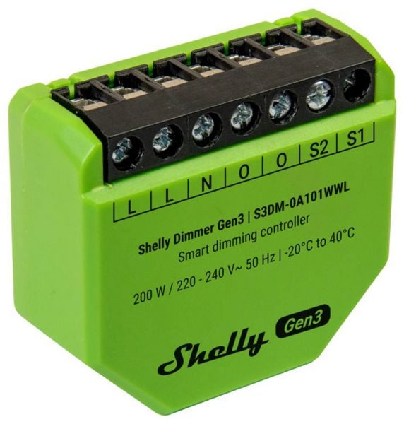 Produktbild: Shelly Dimmer Gen3 Dimmaktor Wi-Fi, Bluetooth