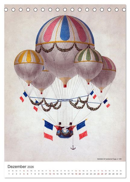 Produktbild: Ballonfahren Kalender (Tischkalender 2026 DIN A5 hoch), CALVENDO Monatskalender