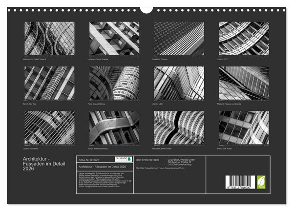 Produktbild: Architektur - Fassaden im Detail 2026 (Wandkalender 2026 DIN A3 quer), CALVENDO Monatskalender