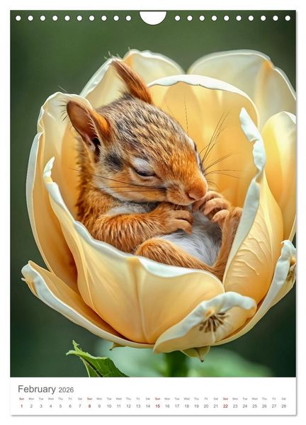 Produktbild: Forest babies asleep in flowers (Wall Calendar 2026 DIN A4 portrait), CALVENDO 12 Month Wall Calendar