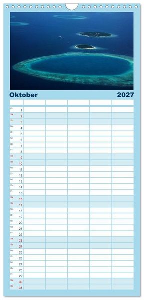 Produktbild: Familienplaner 2027 - Malediven &ndash; Das Paradies im Indischen Ozean III mit 5 Spalten (Wandkalender, 21 x 45 cm) CALVENDO