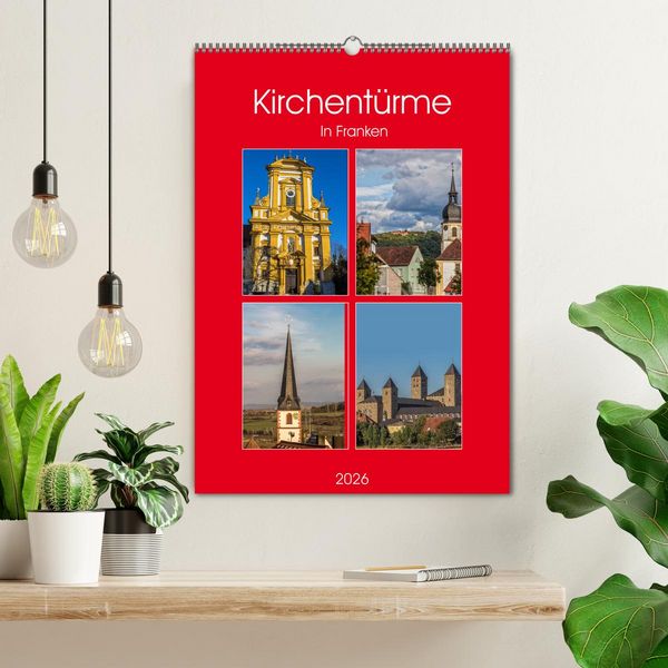 Produktbild: Kirchent&uuml;rme in Franken (Wandkalender 2026 DIN A2 hoch), CALVENDO Monatskalender