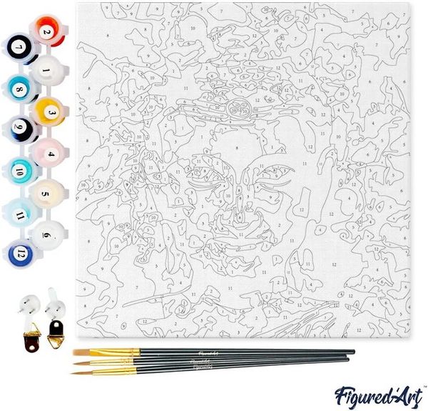 Produktbild: FiguredArt SFA065-Y - Mini Malen nach Zahlen, Kostbarer Buddha, Leinwand-Keilrahmen 20x20cm, DIY Bastelset, Paint by Numbers