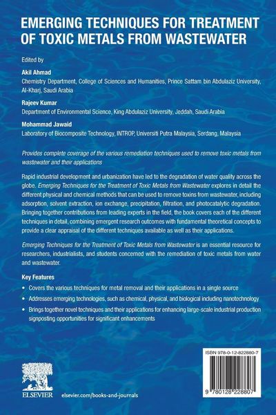 Produktbild: Emerging Techniques for Treatment of Toxic Metals from Wastewater