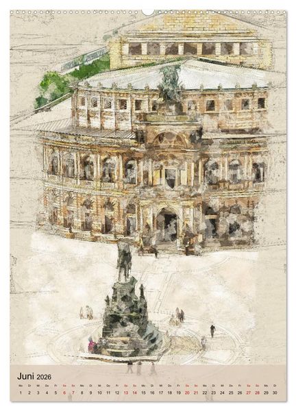 Produktbild: Dresden wie gemalt (hochwertiger Premium Wandkalender 2026 DIN A2 hoch), Kunstdruck in Hochglanz