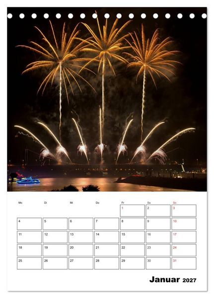 Produktbild: Feuerwerke Terminplaner (Tischkalender 2027 DIN A5 hoch), CALVENDO Monatskalender
