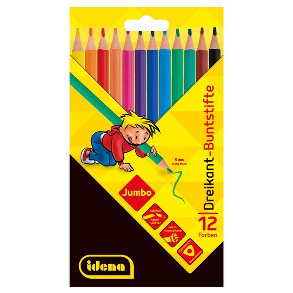 Produktbild: Idena Buntstifte Jumbo dreikant holzfrei 12 St&uuml;ck Kartonetui