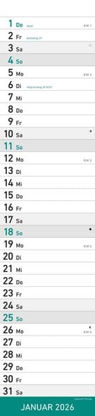 Produktbild: Streifenplaner MINT 2026 - Streifenkalender - Wandplaner - Küchen-Kalender - 11,3x49,5