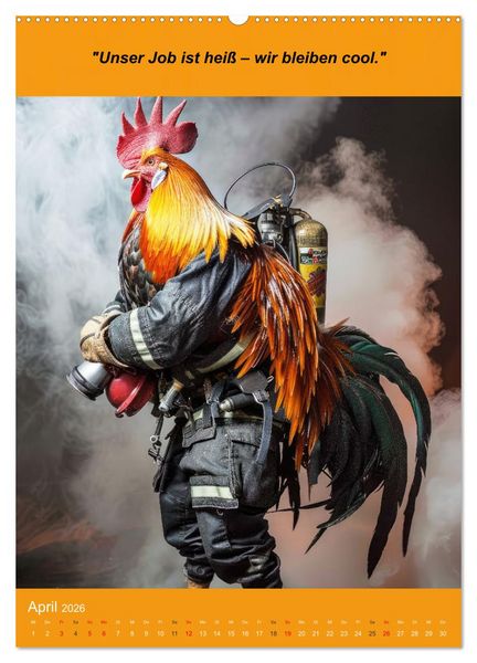 Produktbild: Der tierisch lustige Feuerwehrkalender (Wandkalender 2026 DIN A2 hoch), CALVENDO Monatskalender