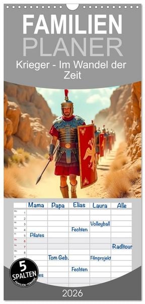 Produktbild: Familienplaner 2026 - Krieger - Im Wandel der Zeit mit 5 Spalten (Wandkalender, 21 x 45 cm) CALVENDO