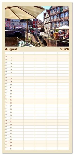Produktbild: Familienplaner 2026 - Malerisches Stade mit 5 Spalten (Wandkalender, 21 x 45 cm) CALVENDO