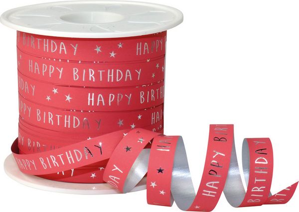 Produktbild: PR&Auml;SENT Geschenkband Happy Birthday, coral