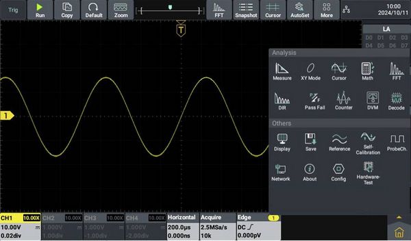 Produktbild: VOLTCRAFT DOV1254 LA Digital-Oszilloskop 125 MHz 4-Kanal 1.25 GSa/s 100 Mpts 12 Bit Digital-Speicher (DSO), Logic-Analyser 1 St.