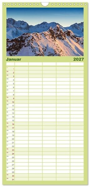 Produktbild: Familienplaner 2027 - Allg&auml;uer Alpen 2027 mit 5 Spalten (Wandkalender, 21 x 45 cm) CALVENDO