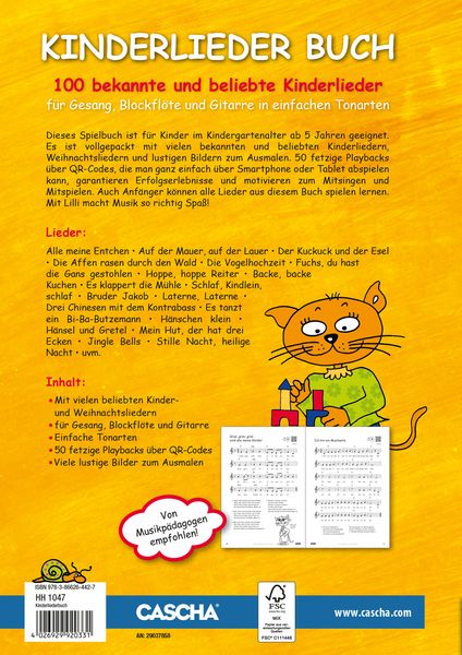 Produktbild: Kinderliederbuch f&uuml;r Gesang, Blockfl&ouml;te und Gitarre in einfachen Tonarten