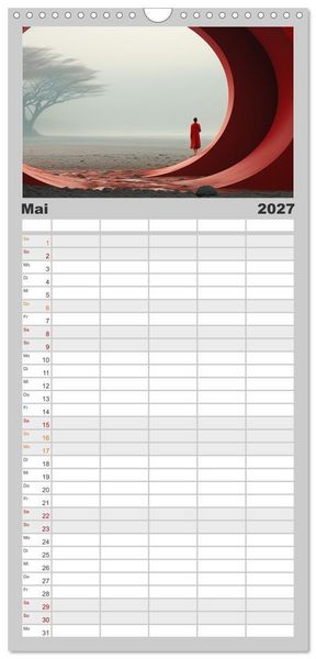 Produktbild: Familienplaner 2027 - Surrealer Minimalismus mit 5 Spalten (Wandkalender, 21 x 45 cm) CALVENDO