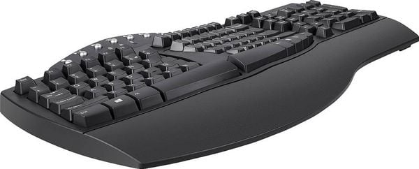 Produktbild: Perixx PERIBOARD-612BDE Bluetooth&reg; Tastatur Deutsch, QWERTZ Schwarz Ergonomisch, Handballenauflage, Multimediatasten
