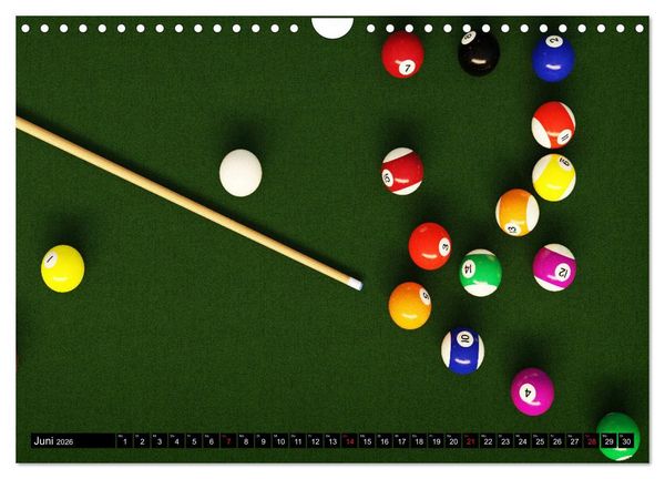 Produktbild: Billard. Konzentration - Sport - Spannung (Wandkalender 2026 DIN A4 quer), CALVENDO Monatskalender