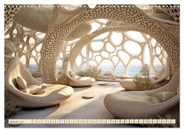 Produktbild: Exzentrische biomorphe Architektur (Wandkalender 2026 DIN A3 quer), CALVENDO Monatskalender