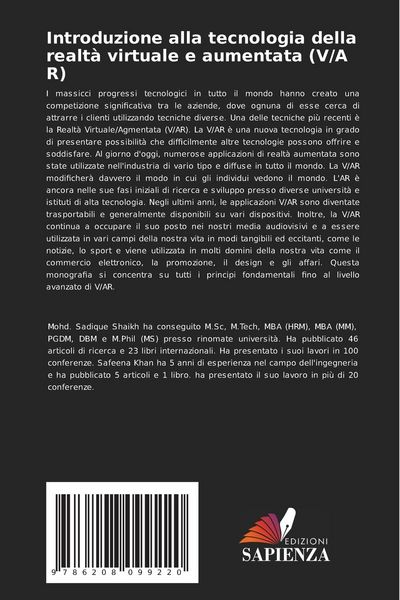 Produktbild: Introduzione alla tecnologia della realt&agrave; virtuale e aumentata (V/A R)