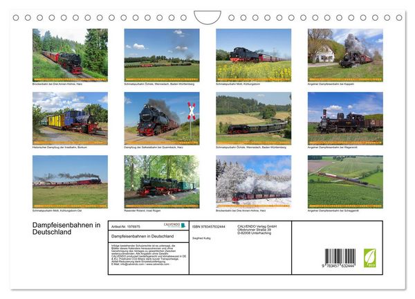 Produktbild: Dampfeisenbahnen in Deutschland (Wandkalender 2026 DIN A4 quer), CALVENDO Monatskalender