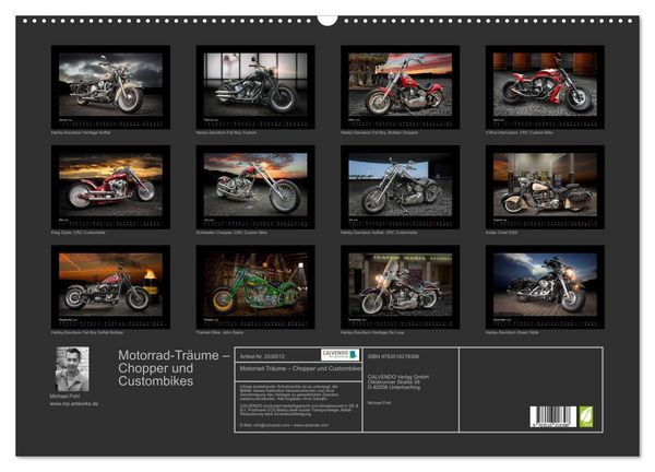 Produktbild: Motorrad-Tr&auml;ume &ndash; Chopper und Custombikes (Wandkalender 2026 DIN A2 quer), CALVENDO Monatskalender