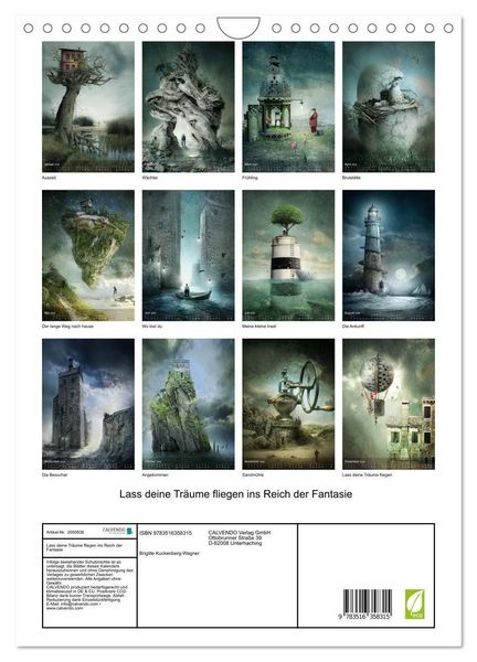 Produktbild: Lass deine Tr&auml;ume fliegen ins Reich der Fantasie (Wandkalender 2026 DIN A4 hoch), CALVENDO Monatskalender