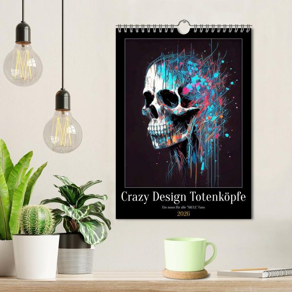 Produktbild: Crazy Design Totenk&ouml;pfe (Wandkalender 2026 DIN A4 hoch), CALVENDO Monatskalender