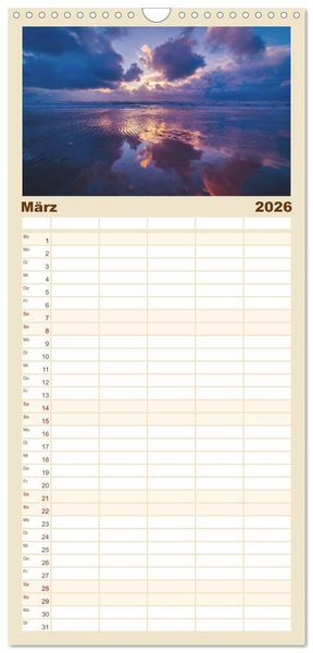 Produktbild: Familienplaner 2026 - Jutland - D&auml;nemarks Nordseek&uuml;ste mit 5 Spalten (Wandkalender, 21 x 45 cm) CALVENDO