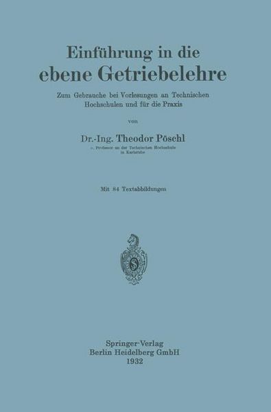 Produktbild: Einf&uuml;hrung in die ebene Getriebelehre