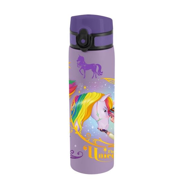Produktbild: Unicorn Academy Trinkflasche lila/regenbogen 580 ml Edelstahl einwandig