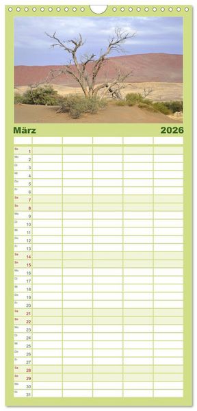 Produktbild: Familienplaner 2026 - Namibia mit 5 Spalten (Wandkalender, 21 x 45 cm) CALVENDO
