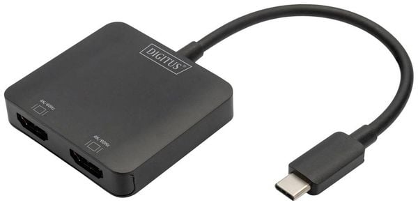 Digitus DS-45338 HDMI / USB-C® Adapter [1x USB-C® - 2x HDMI-Buchse] Schwarz ohne Ladebuchse, 4K UHD