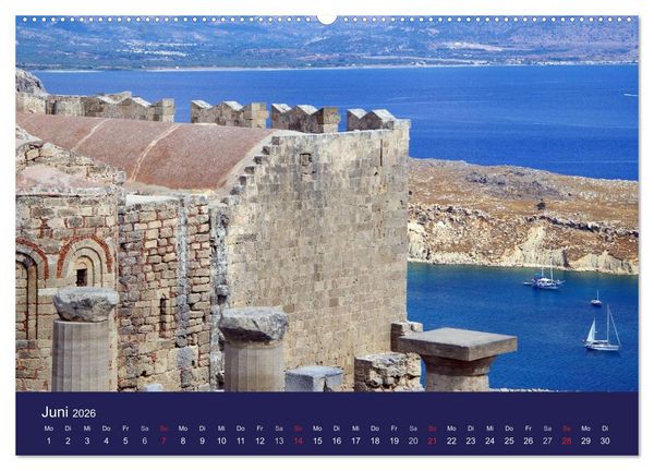 Produktbild: Rhodos mit Lindos und Symi (hochwertiger Premium Wandkalender 2026 DIN A2 quer), Kunstdruck in Hochglanz