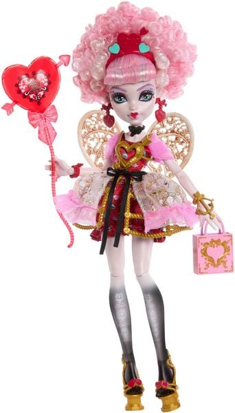 Produktbild: Monster High Scary Sweet Birthday Cupid Asteria-Puppe im Partykleid mit Ballon und Geschenk