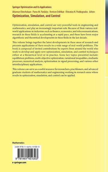 Produktbild: Optimization, Simulation, and Control