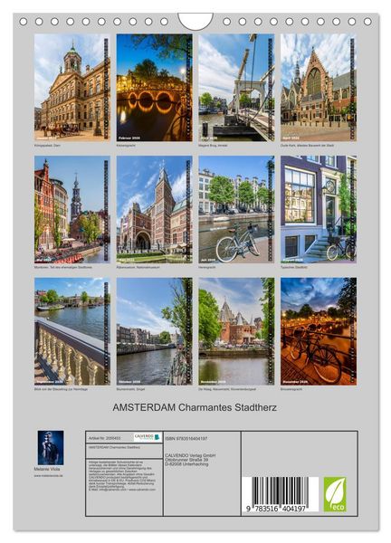 Produktbild: AMSTERDAM Charmantes Stadtherz (Wandkalender 2026 DIN A4 hoch), CALVENDO Monatskalender
