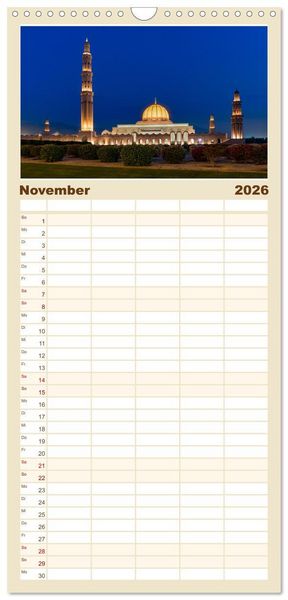 Produktbild: Familienplaner 2026 - Faszinierender Oman mit 5 Spalten (Wandkalender, 21 x 45 cm) CALVENDO