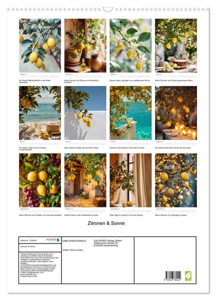 Produktbild: Zitronen & Sonne (Wandkalender 2027 DIN A2 hoch), CALVENDO Monatskalender
