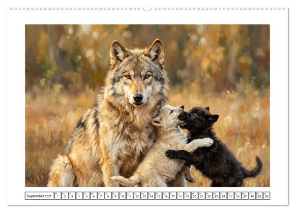 Produktbild: W&ouml;lfe - Die Alpha-Familie (hochwertiger Premium Wandkalender 2027 DIN A2 quer), Kunstdruck in Hochglanz