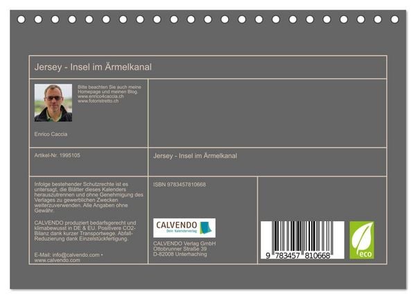 Produktbild: Jersey - Insel im &Auml;rmelkanal (Tischkalender 2026 DIN A5 quer), CALVENDO Monatskalender