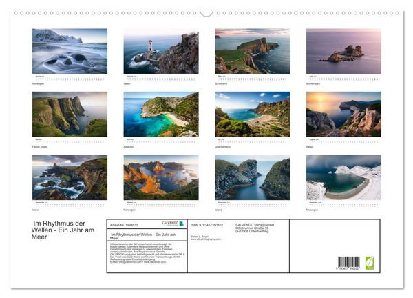 Produktbild: Im Rhythmus der Wellen - Ein Jahr am Meer (Wandkalender 2026 DIN A2 quer), CALVENDO Monatskalender