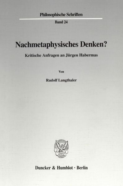 Produktbild: Nachmetaphysisches Denken?