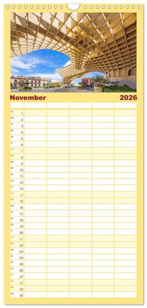 Produktbild: Familienplaner 2026 - Ein Herz f&uuml;r Sevilla mit 5 Spalten (Wandkalender, 21 x 45 cm) CALVENDO