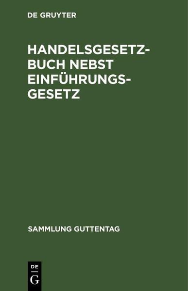 Produktbild: Handelsgesetzbuch nebst Einf&uuml;hrungsgesetz