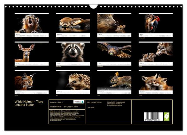 Produktbild: Wilde Heimat - Tiere unserer Natur (Wandkalender 2026 DIN A3 quer), CALVENDO Monatskalender