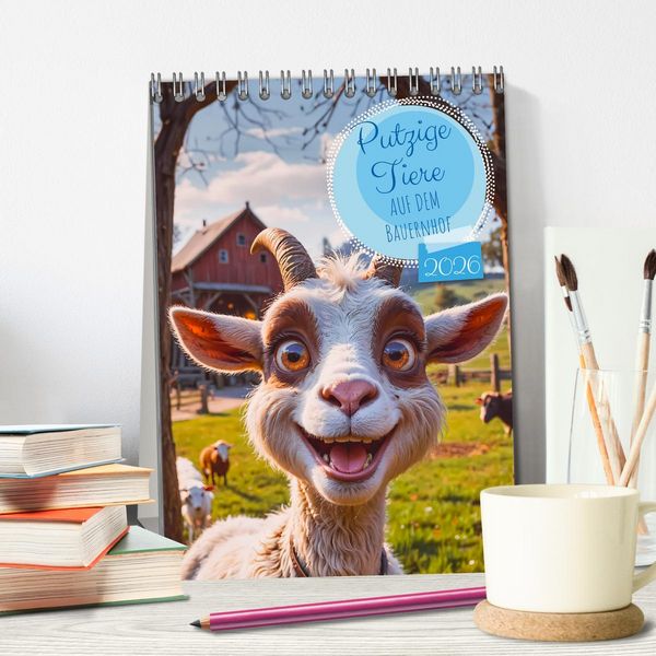 Produktbild: Putzige Tiere - Auf dem Bauernhof (Tischkalender 2026 DIN A5 hoch), CALVENDO Monatskalender