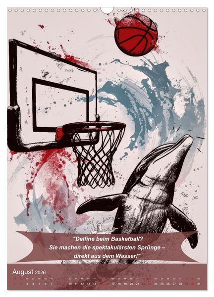 Produktbild: Der tierisch lustige Basketball-Kalender (Wandkalender 2026 DIN A3 hoch), CALVENDO Monatskalender