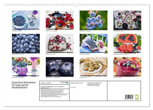 Produktbild: Superfood Blaubeere. Ich esse gerne Heidelbeeren! (Wandkalender 2026 DIN A2 quer), CALVENDO Monatskalender